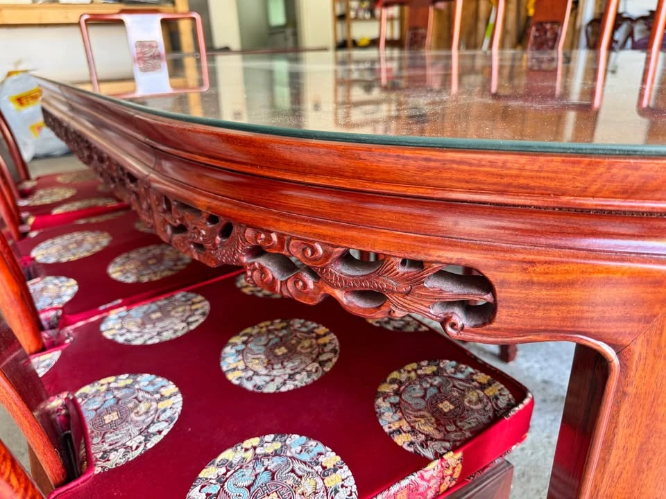 Chinese Rosewood Dining Table and 8 Chairs Set - photo 4