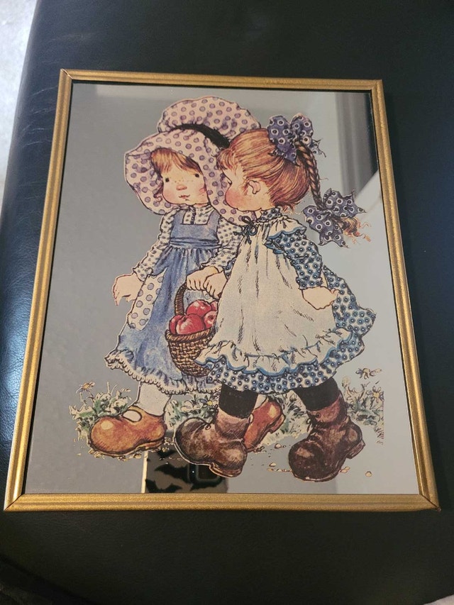Vintage 70s Sarah Kay/Holly Hobbie Mirror Art/ Set of 3 - photo 2