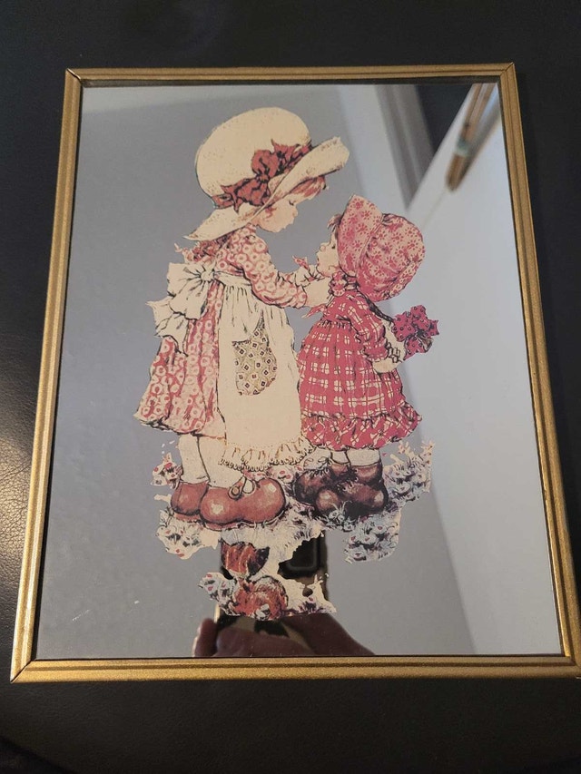 Vintage 70s Sarah Kay/Holly Hobbie Mirror Art/ Set of 3 - photo 3