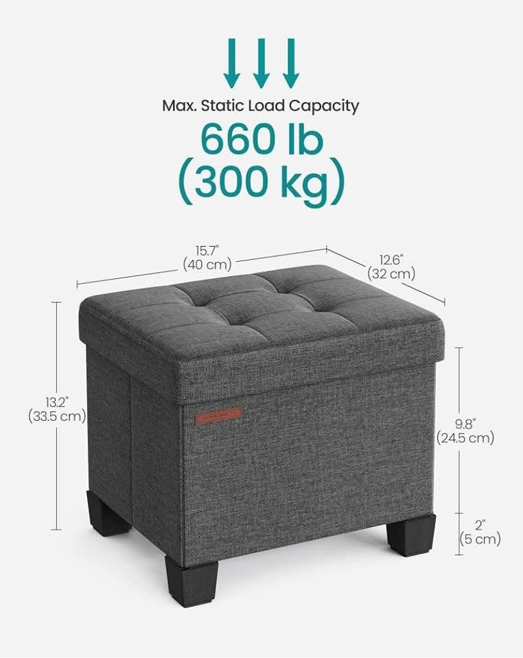 Storage Ottoman with Legs | DARK GREY | Small size - photo 3