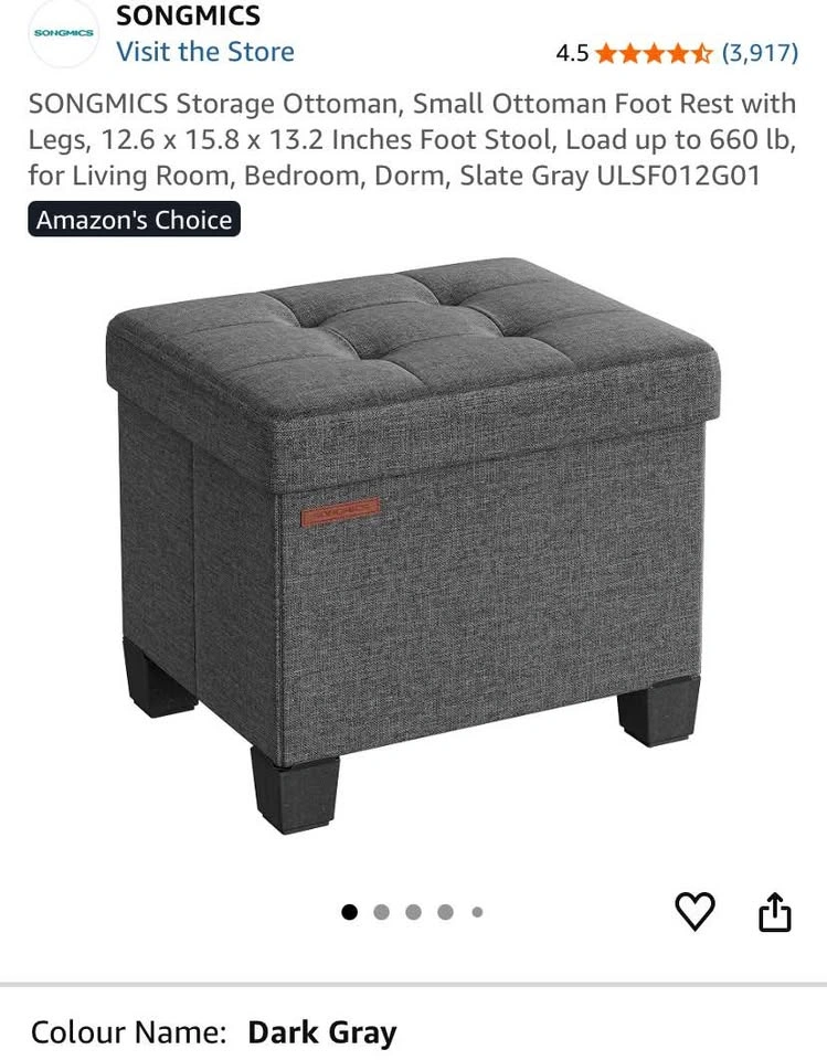 Storage Ottoman with Legs | DARK GREY | Small size - photo 4