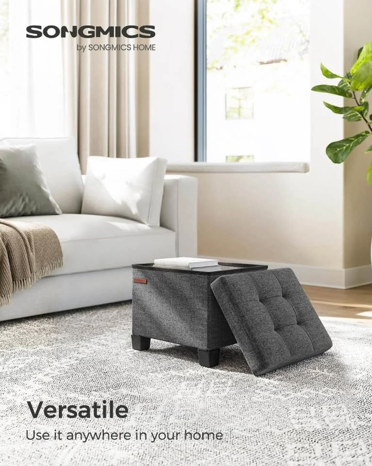 Storage Ottoman with Legs | DARK GREY | Small size - photo 5