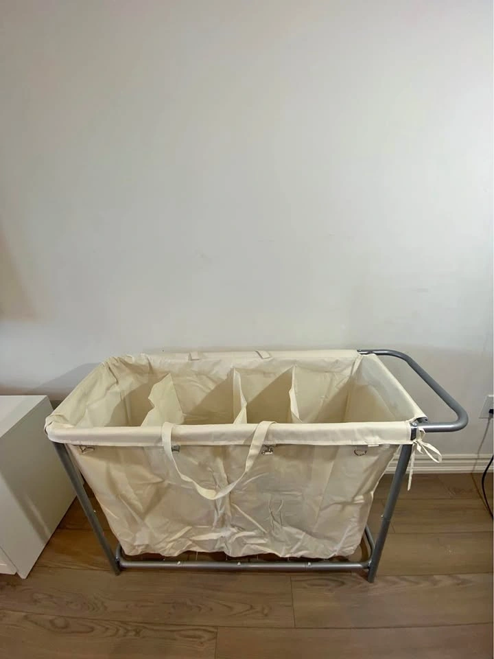 Large 4-Section Laundry Hamper Cream White *WHEELS NOT INCLUDED*