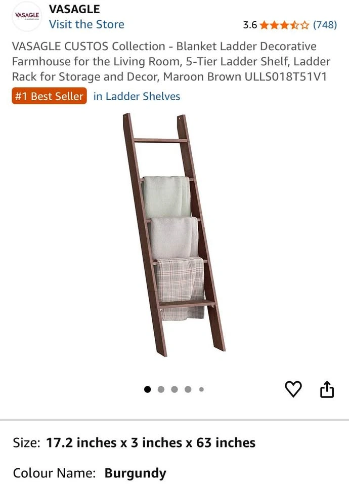 Blanket Shelf | Ladder Shelf | Brand New 5-Tier Vasagle - photo 4