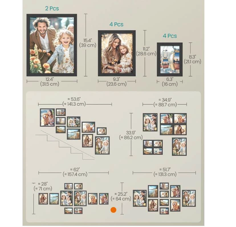 Set of Black Picture Frames | Songmics Photo Frame Set of 10 - photo 3