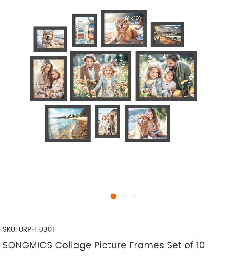 Set of Black Picture Frames | Songmics Photo Frame Set of 10 - photo 4