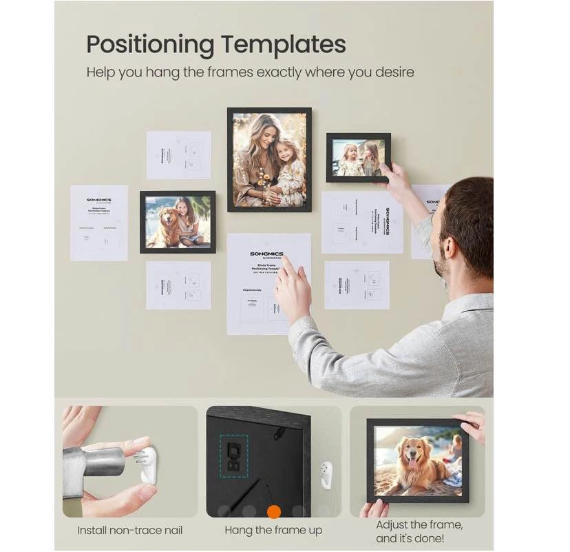 Set of Black Picture Frames | Songmics Photo Frame Set of 10 - photo 5