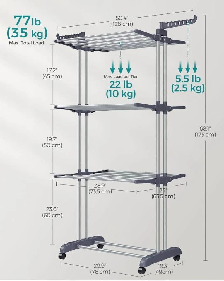 BRAND new SONGMICS 4-Tier Clothes Drying Rack – UNASSEMBLED - photo 2