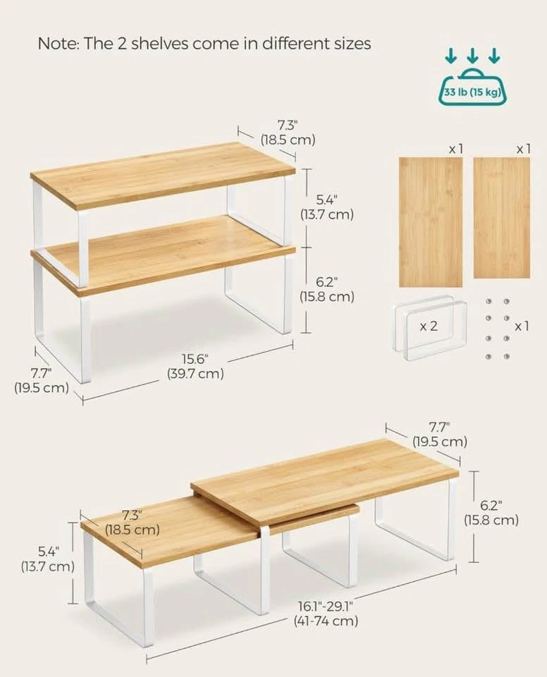 SONGMICS Cabinet Organizer Shelf – Set of 2 - photo 3