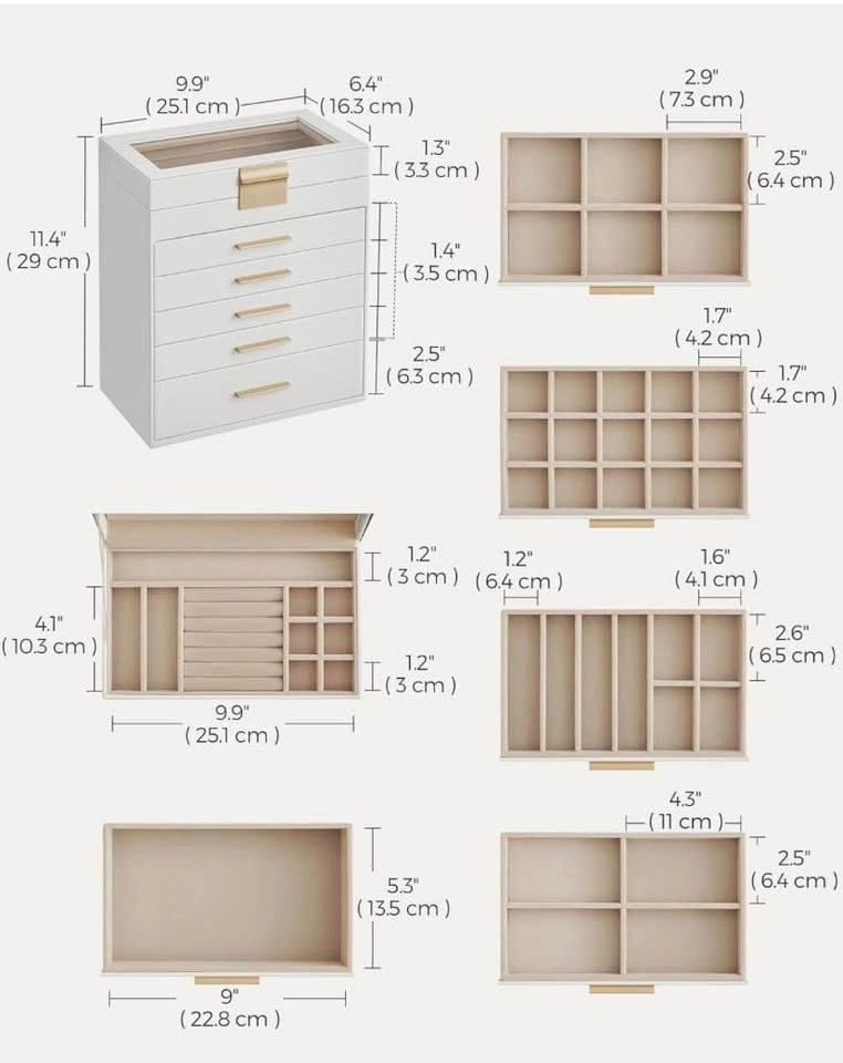 SONGMICS GISELLA Jewelry Box Organizer 6-Layer White Gold - photo 3