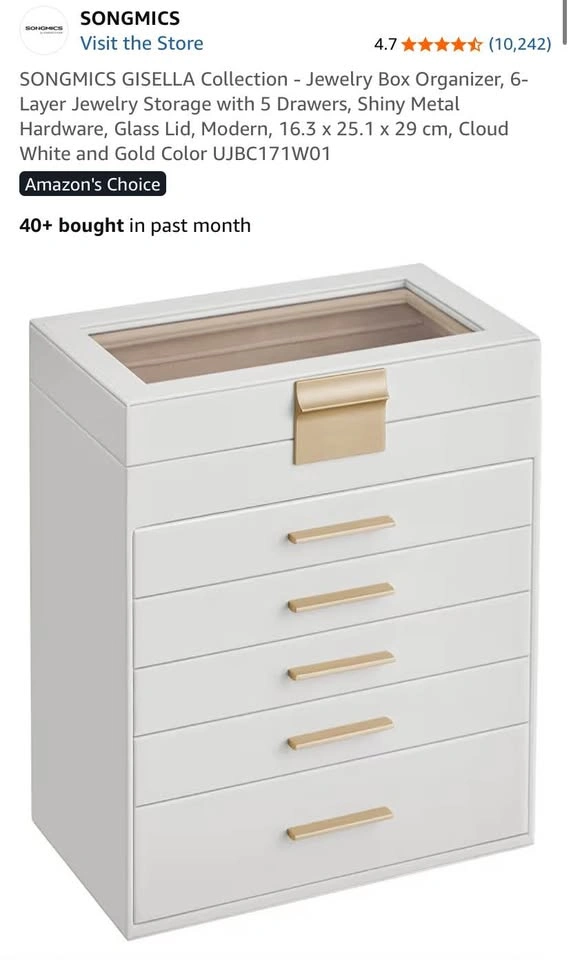 SONGMICS GISELLA Jewelry Box Organizer 6-Layer White Gold - photo 4