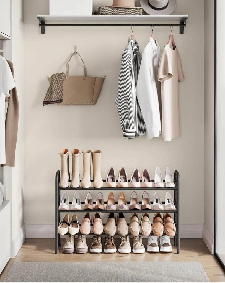SONGMICS Black Expandable 3-Tier Shoe Rack - photo 5
