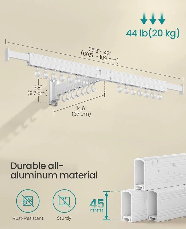 Brand New SONGMICS Wall-Mounted Clothes Drying Rack - photo 5
