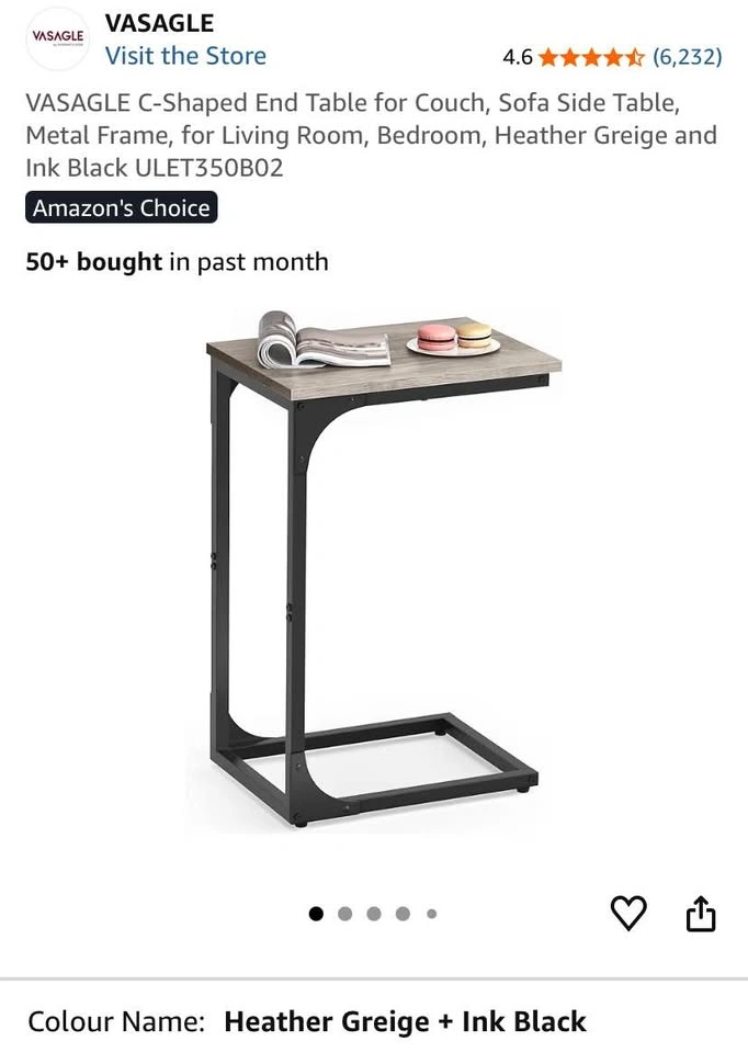 C-Shaped End Table – Stylish, Space-Saving & Versatile! *UNASSEM - photo 4