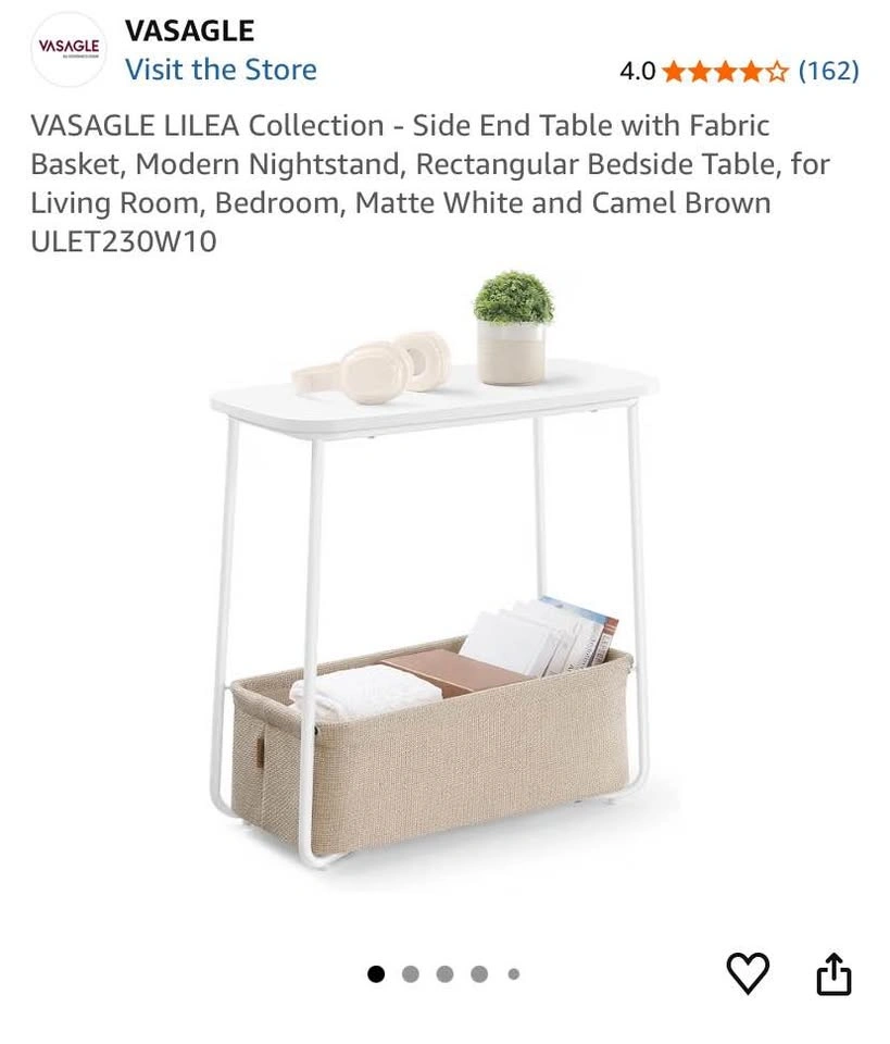 Side Table with Storage Basket | Brand New - photo 5