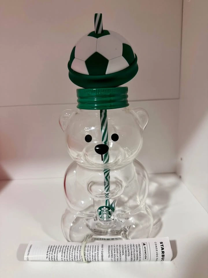 Starbucks Bearista Bear Straw Cup With Soccer Football Cap Lid 2 - photo 2