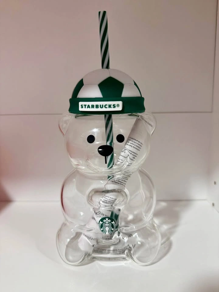 Starbucks Bearista Bear Straw Cup With Soccer Football Cap Lid 2 - photo 3
