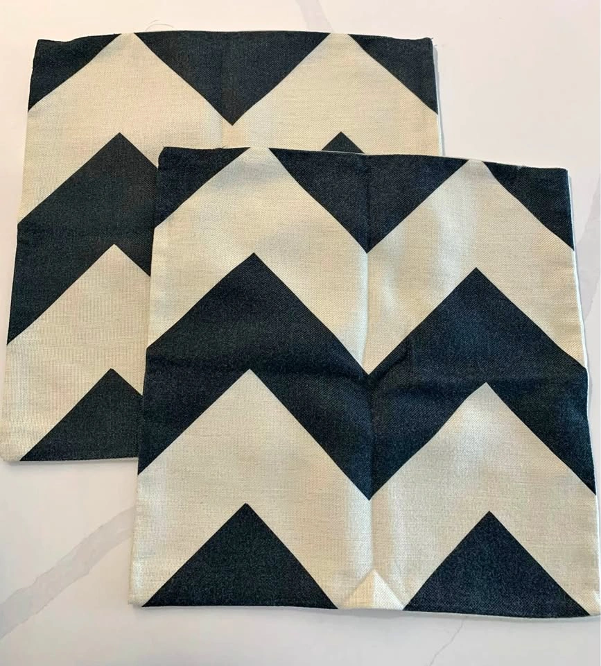 Set of 2 Black and White Chevron Throw Pillow Covers