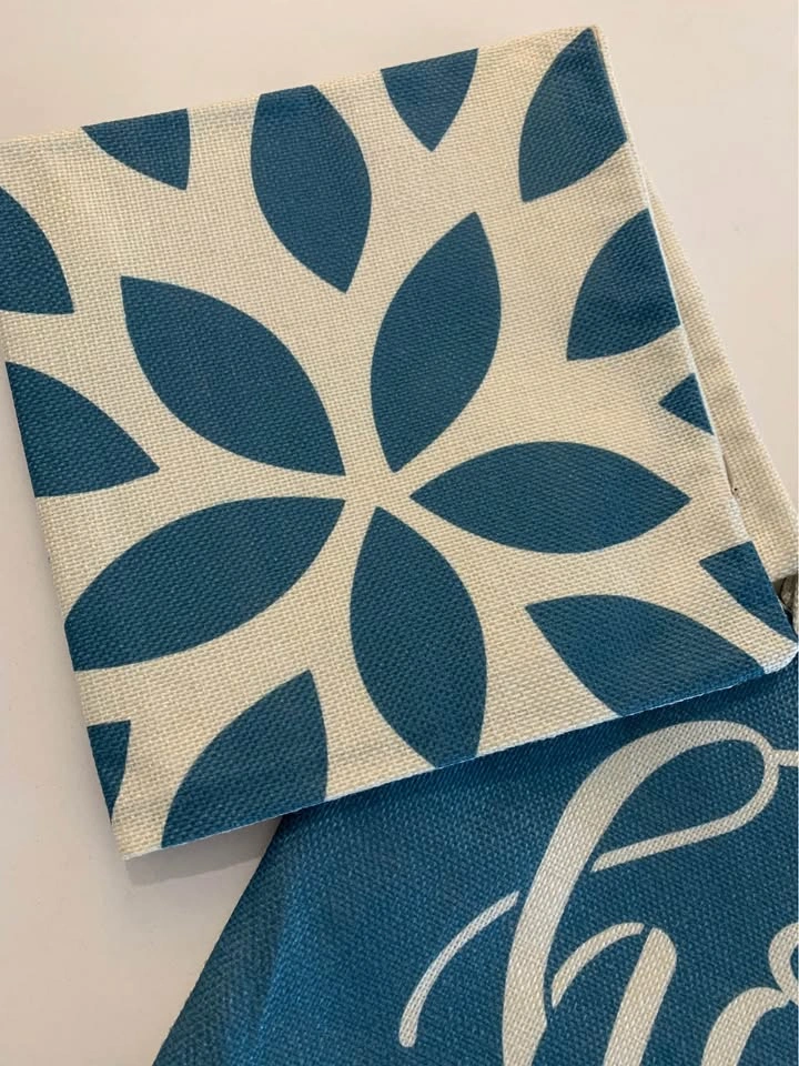 Set of 4 Blue and Cream Decorative Pillow Covers - photo 2