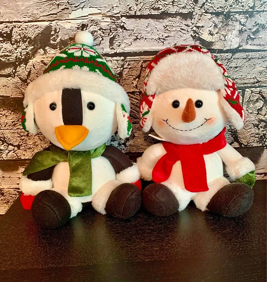 Penguin and Snowman Christmas Plush Set