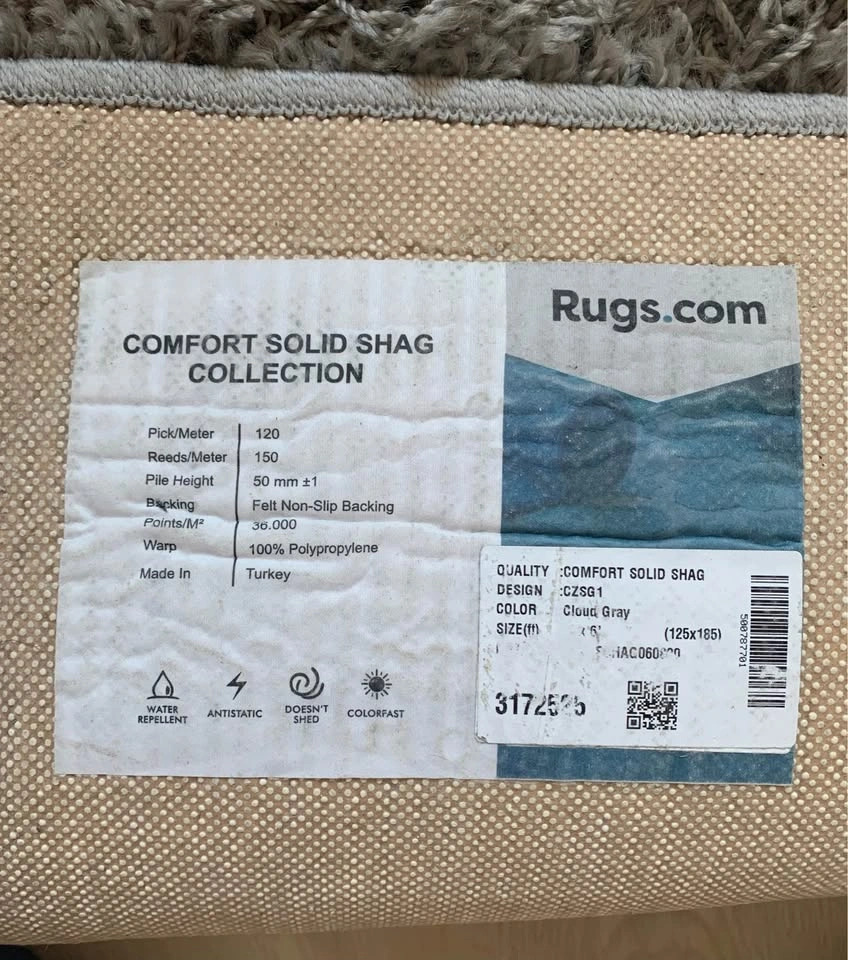 Solid Shag Rug 6’x4’ - photo 2