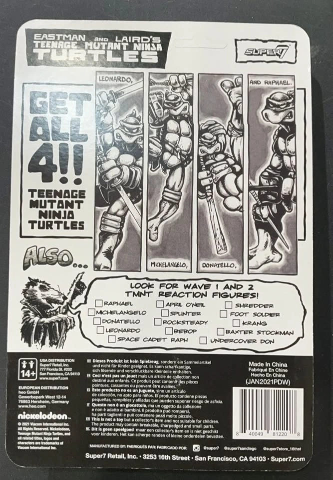 LEONARDO TEENAGE MUTANT NINJA TURTLES EASTMAN & LAIRD SUPER7 REA - photo 2