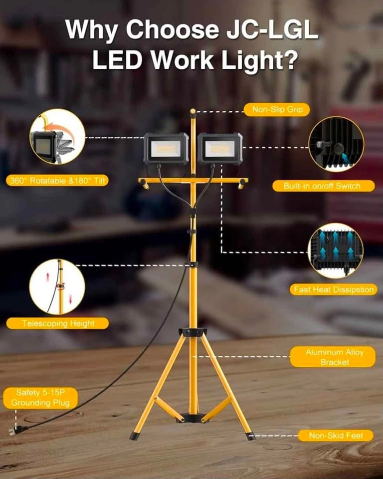 Set of Two JC-LGL 200W 23000 Lumen LED Work Lights with Stand - photo 4
