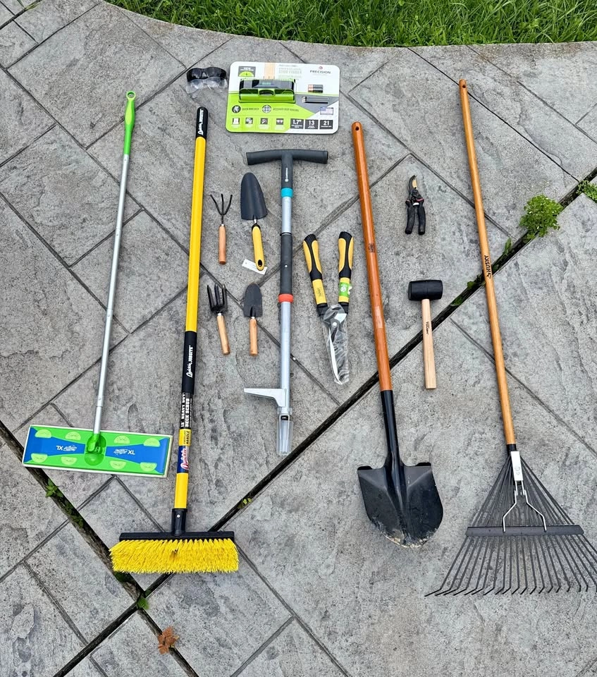 Garden & Home Tools Bundle + Husky 50ft Hose & Nozzle