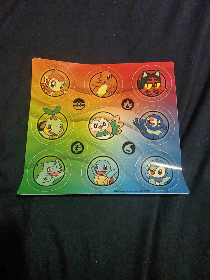 Pokémon Starter Characters Sticker Sheet