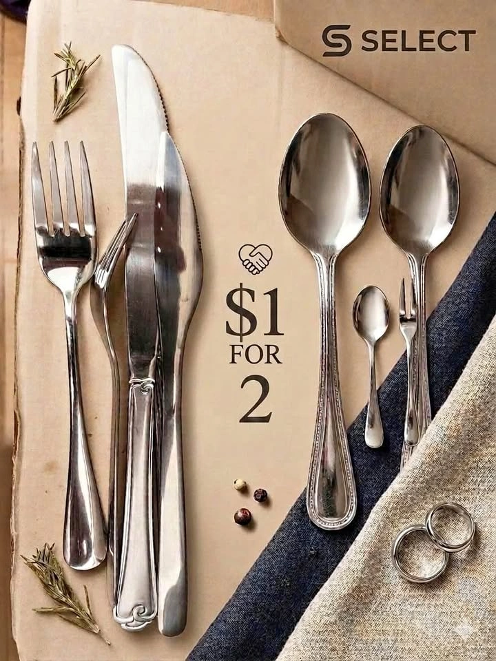 Select Stainless Steel Flatware Set $1 for 2