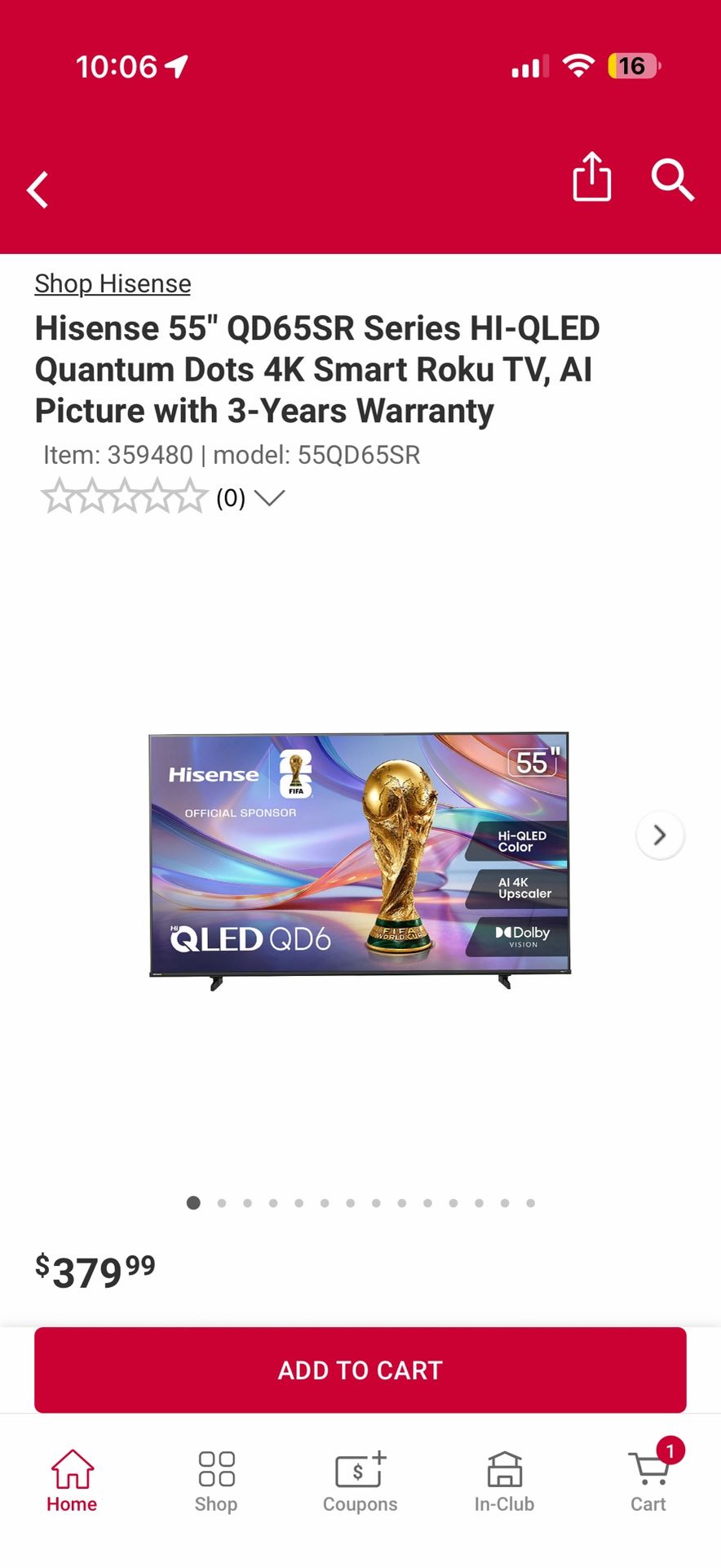 Hisense 55" 4K Smart Roku TV with Mount