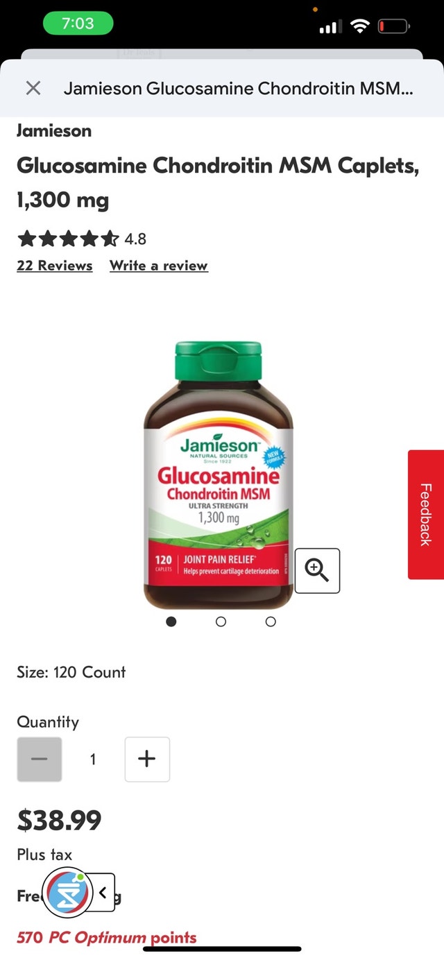 Brand New Jamieson Glucosamine 1300mg 120 caplets - photo 2
