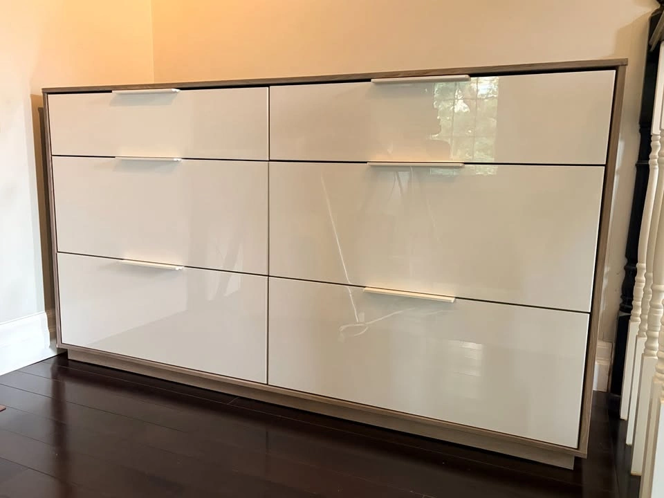 IKEA NYVOLL 6-Drawer Dresser – White High Gloss / Oak Effect - photo 2