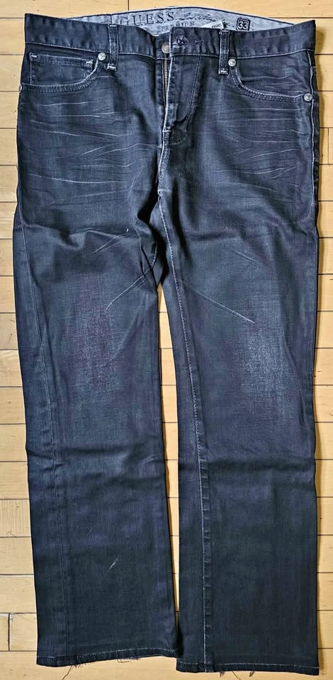 Guess Premium "Lincoln Slim Straight" Men's Faded Black Jeans