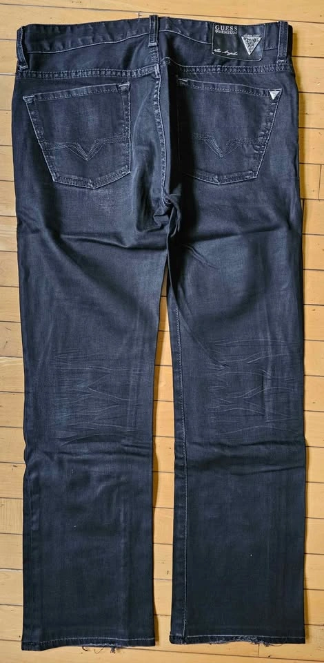 Guess Premium "Lincoln Slim Straight" Men's Faded Black Jeans - photo 2