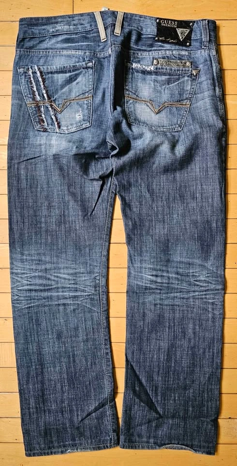 Guess Premium "Lincoln Slim Straight" Men's Distressed Blue Jean - photo 2