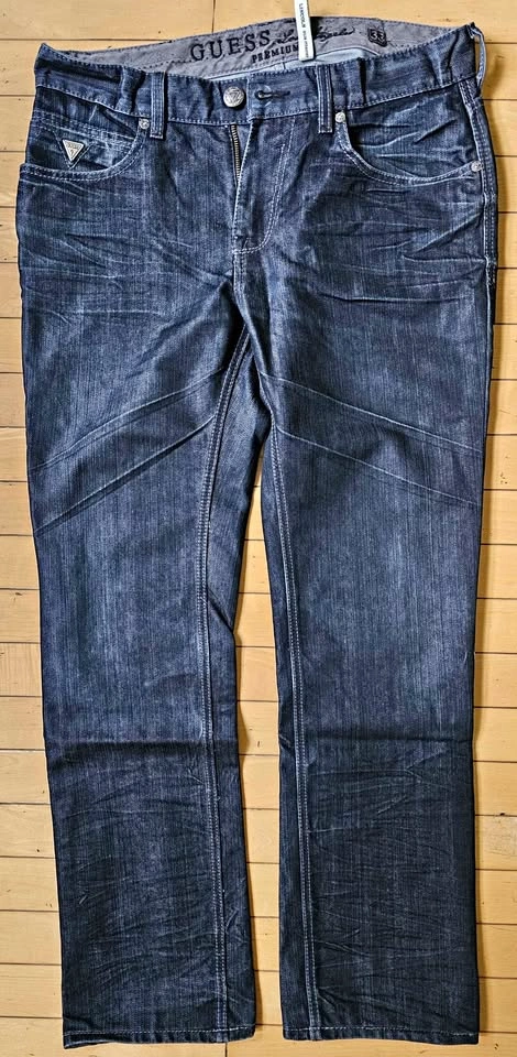 Guess Premium "Lincoln Slim Straight" Men's Dark Wash Jeans - Si
