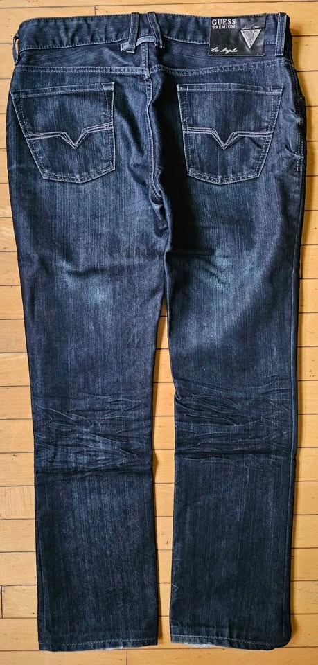 Guess Premium "Lincoln Slim Straight" Men's Dark Wash Jeans - Si - photo 2
