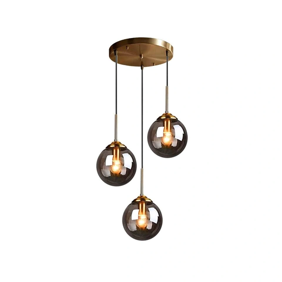 NEW 3 Light Modern Pendant Light Fixture Gold Glass Globe