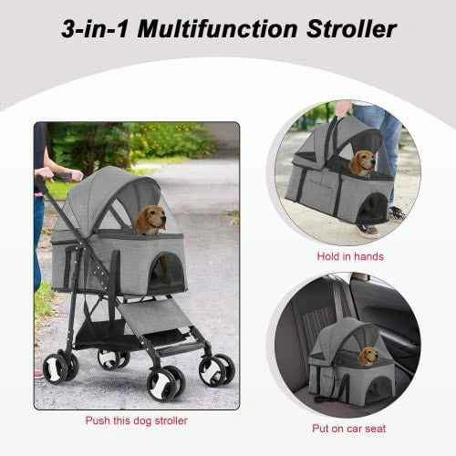 GREY 4 WHEELS PET STROLLER MULTI PURPOSE - photo 2