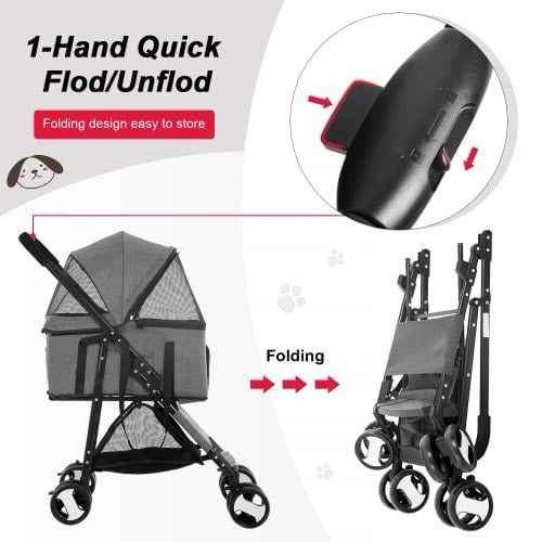 GREY 4 WHEELS PET STROLLER MULTI PURPOSE - photo 3