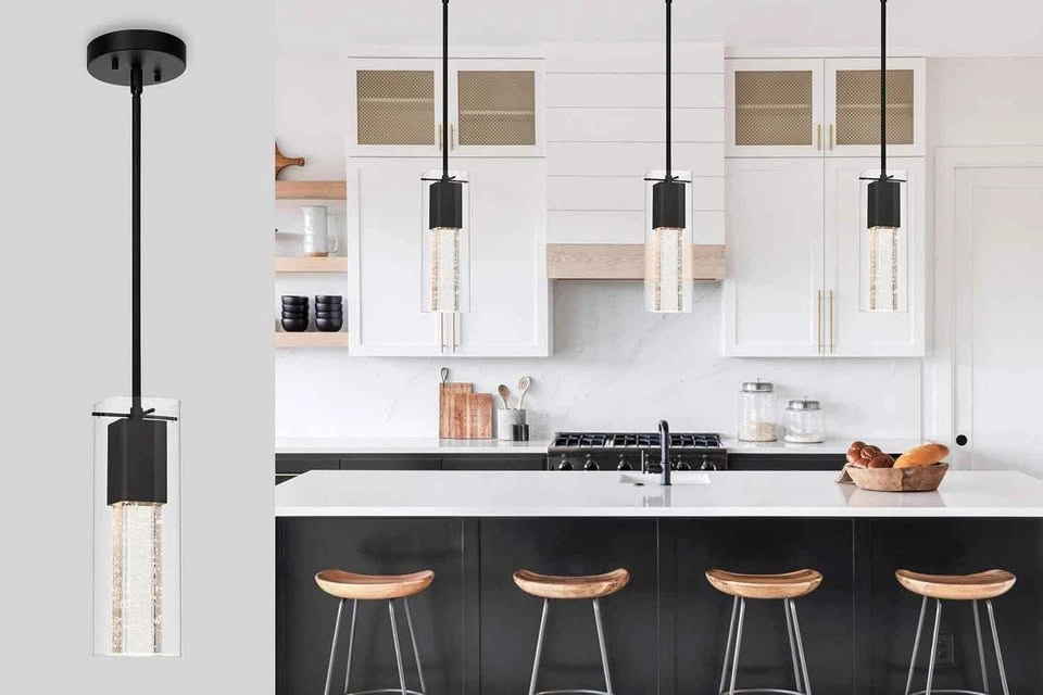 Set of (2) XiNBEi Modern Black Kitchen Pendant Lights, New - photo 3