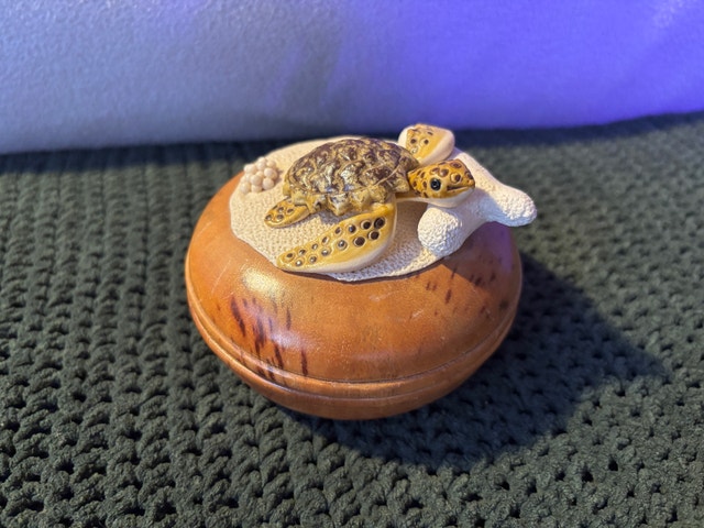 Vintage Wooden and Bakelite Turtle Keepsake Box - Thailand