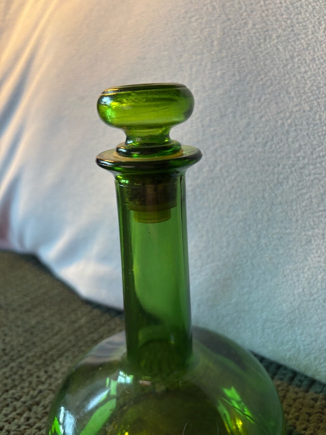 L J McGuinness 1960s Green Glass Decanters - photo 3