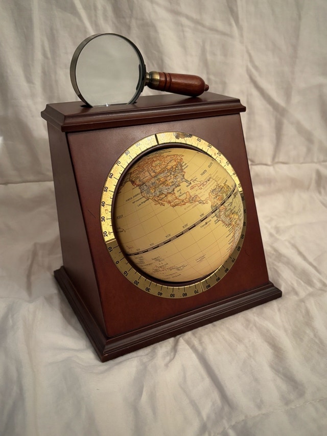 Bombay Brand Mini Desktop World Globe with Magnifying Glass