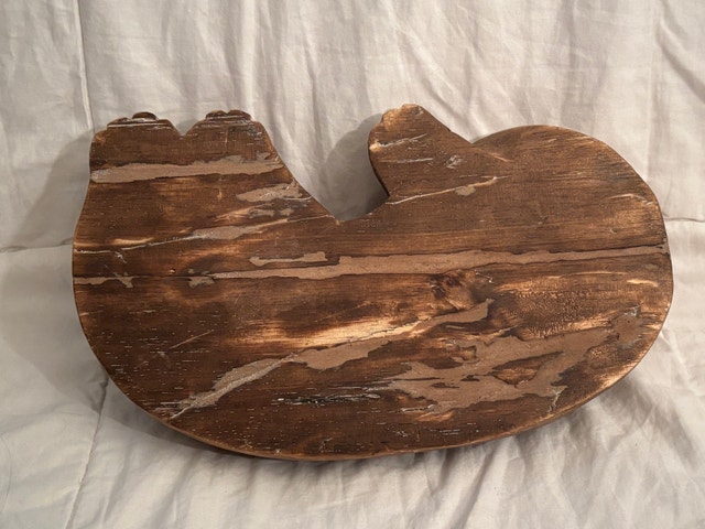 Hand-Carved Wooden Cat Sculpture - photo 5