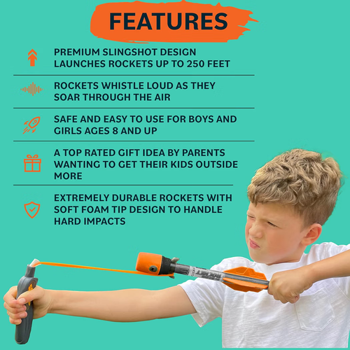 Outdoor Rocket Launcher Toy for Kids Slingshot Rockets - photo 3