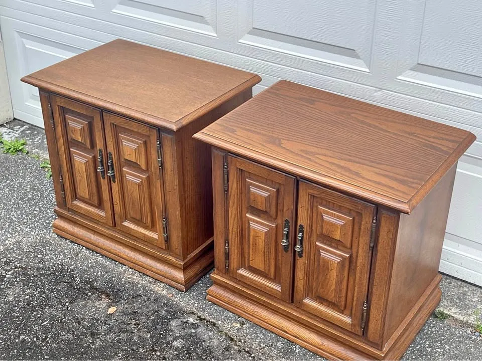 Two Solid Wood Nightstands thumbnail