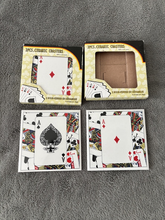 Ceramic Poker Card Coasters 4 total