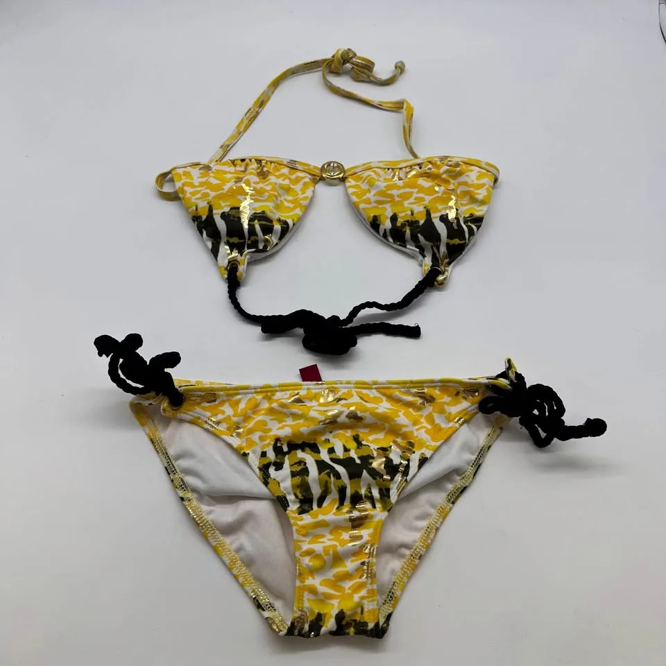 Guess USA Bikini Set Yellow Gold Animal Print-Size Medium thumbnail